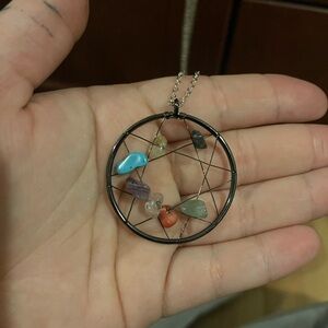 Multicolor Gemstone Dreamcatcher Pendant Necklace